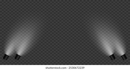 Magic stage lighting effect. Spotlight light effect. 