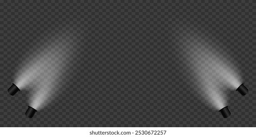 Magic stage lighting effect. Spotlight light effect. 