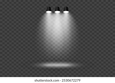 Magic stage lighting effect. Spotlight light effect. 