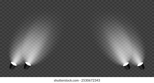 Magic stage lighting effect. Spotlight light effect. 