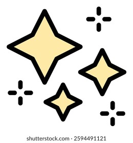 Magic star icon in flat line style representing enchantment mysticism and celestial energy ideal for fantasy and spiritual concepts.