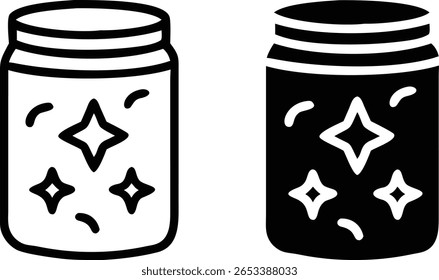 Magic Star Jar Icon Vetor em Contorno e Estilo Sólido para Sonho, Luz e Conceito Decorativo