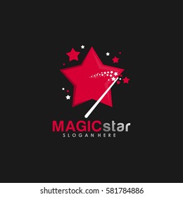 Magic Star logo Vector in Childish Concept in Red Color