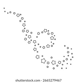 Magic star vortex silhouette in black and white. Minimalist celestial design perfect for magical, fantasy, holiday, or cosmic-themed projects, digital illustrations, invitations, and decorative prints