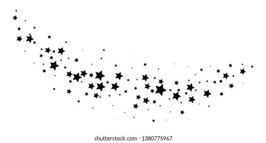 Magic stardust trail. Cloud of stars. Falling star. Vector illustration
