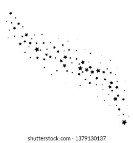 Magic Stardust Trail, Comet Line. Falling Star Isolated On White. Vector Illustration