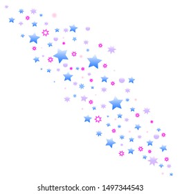 Magic stardust trail, comet line. Falling star isolated on white. Vector illustration