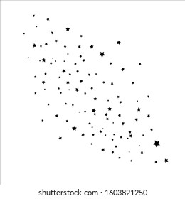 Magic stardust trail, comet line. Falling star isolated on white. Vector illustration
