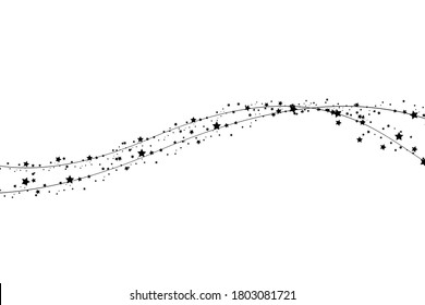 Magic stardust trail, comet line. Falling star isolated on white. Vector illustration