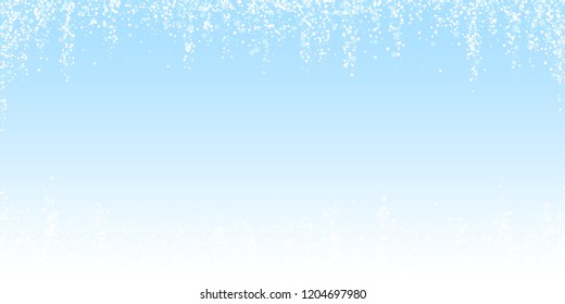 Magic stars Christmas background. Subtle flying snow flakes and stars on night sky background. Admirable winter silver snowflake overlay template. Cool vector illustration.