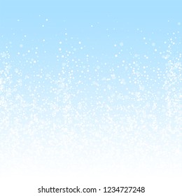 Magic stars Christmas background. Subtle flying snow flakes and stars on winter sky background. Authentic winter silver snowflake overlay template. Wondrous vector illustration.