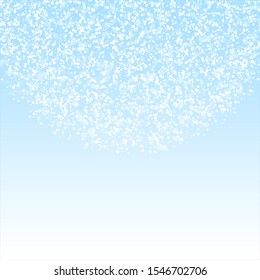 Magic stars Christmas background. Subtle flying snow flakes and stars on winter sky background. Awesome winter silver snowflake overlay template. Symmetrical vector illustration.