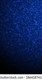 Magic stars Christmas background. Subtle flying snow flakes and stars on dark blue background. Amusing winter silver snowflake overlay template. Popular vertical illustration.