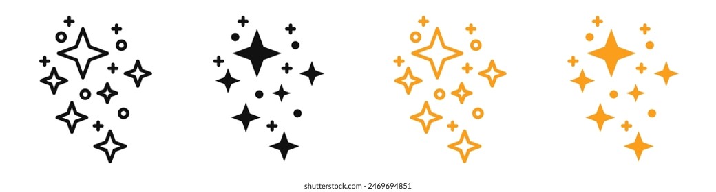 Magic stars icon mark in filled style
