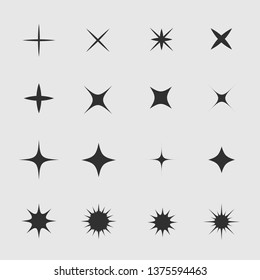 Magic stars and sparks icon set, Vector illustration