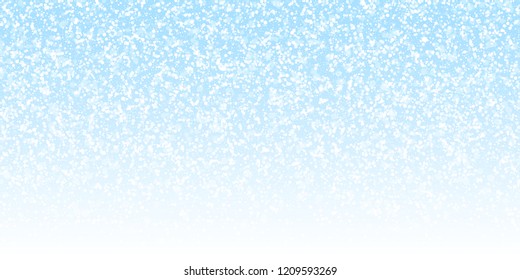 Magic stars sparse Christmas background. Subtle flying snow flakes and stars on night sky background. Adorable winter silver snowflake overlay template. Fresh vector illustration.