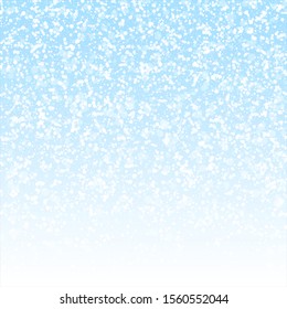 Magic stars sparse Christmas background. Subtle flying snow flakes and stars on winter sky background. Awesome winter silver snowflake overlay template. Likable vector illustration.