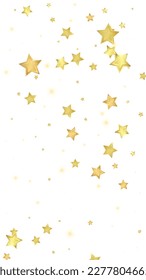 Magic stars vector overlay.  Gold stars scattered around randomly, falling down, floating.  Chaotic dreamy childish overlay template. Miraculous starry night vector  on white background.