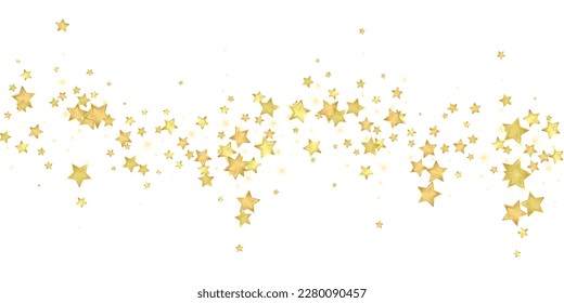 Magic stars vector overlay.  Gold stars scattered around randomly, falling down, floating.  Chaotic dreamy childish overlay template. Miraculous starry night vector  on white background.