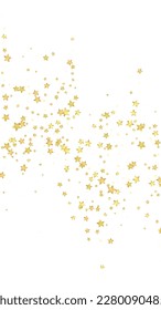Magic stars vector overlay.  Gold stars scattered around randomly, falling down, floating.  Chaotic dreamy childish overlay template. on white background.