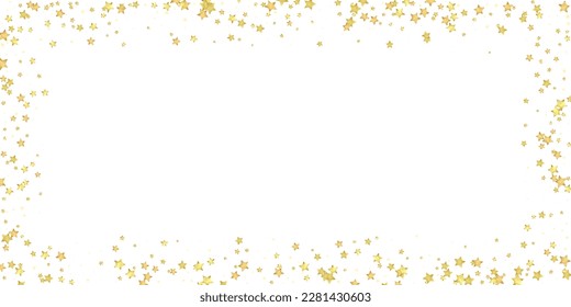 Magic stars vector overlay.  Gold stars scattered around randomly, falling down, floating.  Chaotic dreamy childish overlay template. Miraculous starry night vector  on white background.