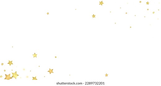 Magic stars vector overlay.  Gold stars scattered around randomly, falling down, floating.  Chaotic dreamy childish overlay template. Vector magic overlay  on white background.