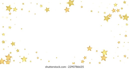 Magic stars vector overlay.  Gold stars scattered around randomly, falling down, floating.  Chaotic dreamy childish overlay template. Miraculous starry night vector  on white background.