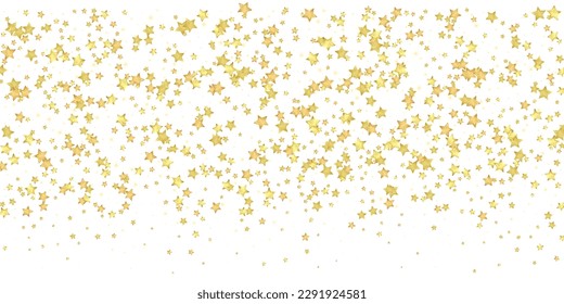 Magic stars vector overlay.  Gold stars scattered around randomly, falling down, floating.  Chaotic dreamy childish overlay template. on white background.