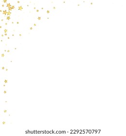 Magic stars vector overlay.  Gold stars scattered around randomly, falling down, floating.  Chaotic dreamy childish overlay template. on white background.