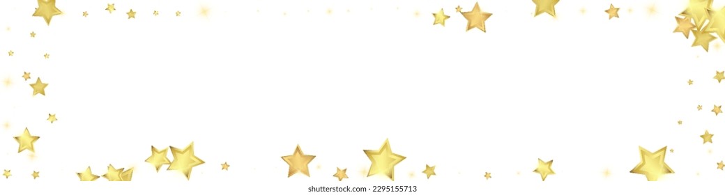 Magic stars vector overlay.  Gold stars scattered around randomly, falling down, floating.  Chaotic dreamy childish overlay template. Miraculous starry night vector  on white background.