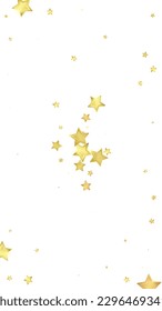 Magische Sterne, Vektorüberlagerung.  Goldsterne zerstreut nach dem Zufallsprinzip, fallend, schwebend.  Chaotische Träume kindliche Overlay-Vorlage. Bezaubernde Vektorgrafik mit magischen Sternen auf weißem Hintergrund.