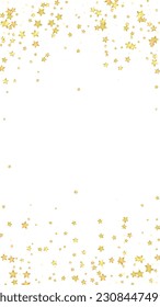Magic stars vector overlay.  Gold stars scattered around randomly, falling down, floating.  Chaotic dreamy childish overlay template. Vector fairytale  on white background.
