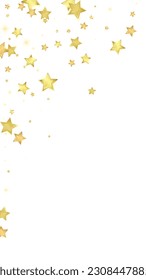 Magic stars vector overlay.  Gold stars scattered around randomly, falling down, floating.  Chaotic dreamy childish overlay template. Vector magic overlay  on white background.