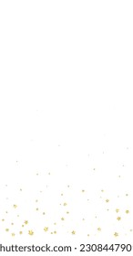 Magic stars vector overlay.  Gold stars scattered around randomly, falling down, floating.  Chaotic dreamy childish overlay template. Vector fairytale  on white background.