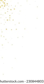 Magic stars vector overlay.  Gold stars scattered around randomly, falling down, floating.  Chaotic dreamy childish overlay template. Vector fairytale  on white background.