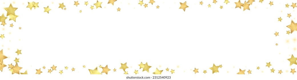 Magic stars vector overlay.  Gold stars scattered around randomly, falling down, floating.  Chaotic dreamy childish overlay template. on white background.