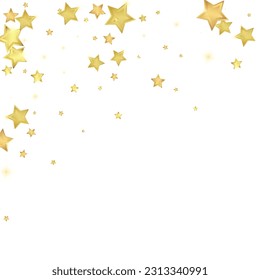 Magic stars vector overlay.  Gold stars scattered around randomly, falling down, floating.  Chaotic dreamy childish overlay template. Vector magic overlay  on white background.