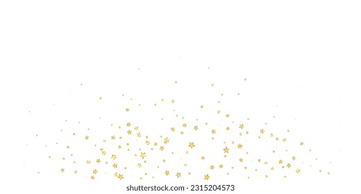 Magic stars vector overlay.  Gold stars scattered around randomly, falling down, floating.  Chaotic dreamy childish overlay template. Enchanting vector with magic stars on white background.