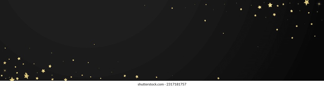 Magic stars vector overlay.  Gold stars scattered around randomly, falling down, floating.  Chaotic dreamy childish overlay template. Magical cartoon night sky on black background.
