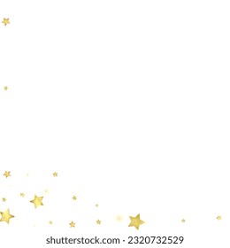 Magic stars vector overlay.  Gold stars scattered around randomly, falling down, floating.  Chaotic dreamy childish overlay template. Vector magic overlay  on white background.
