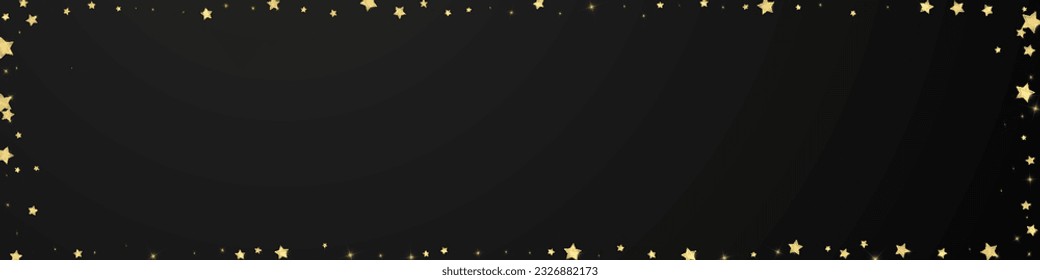 Magic stars vector overlay.  Gold stars scattered around randomly, falling down, floating.  Chaotic dreamy childish overlay template. Vector fairytale  on black background.