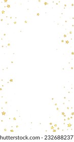 Magic stars vector overlay.  Gold stars scattered around randomly, falling down, floating.  Chaotic dreamy childish overlay template. Miraculous starry night vector  on white background.