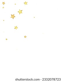 Magic stars vector overlay.  Gold stars scattered around randomly, falling down, floating.  Chaotic dreamy childish overlay template. Vector magic overlay  on white background.