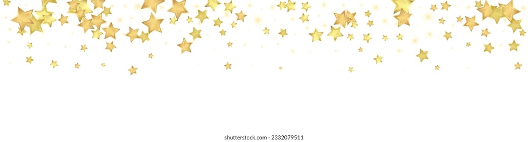 Magic stars vector overlay.  Gold stars scattered around randomly, falling down, floating.  Chaotic dreamy childish overlay template. Vector fairytale  on white background.