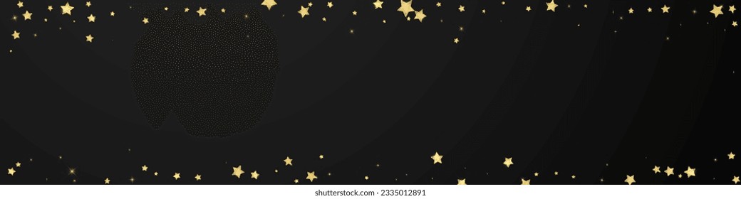 Magic stars vector overlay.  Gold stars scattered around randomly, falling down, floating.  Chaotic dreamy childish overlay template. Miraculous starry night vector  on black background.