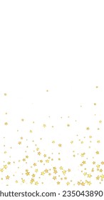 Magic stars vector overlay.  Gold stars scattered around randomly, falling down, floating.  Chaotic dreamy childish overlay template. Miraculous starry night vector  on white background.