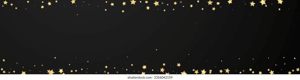 Magic stars vector overlay.  Gold stars scattered around randomly, falling down, floating.  Chaotic dreamy childish overlay template. Miraculous starry night vector  on black background.