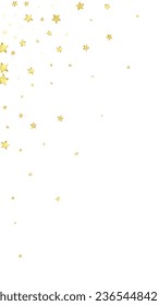 Magic stars vector overlay.  Gold stars scattered around randomly, falling down, floating.  Chaotic dreamy childish overlay template. Vector magic overlay  on white background.