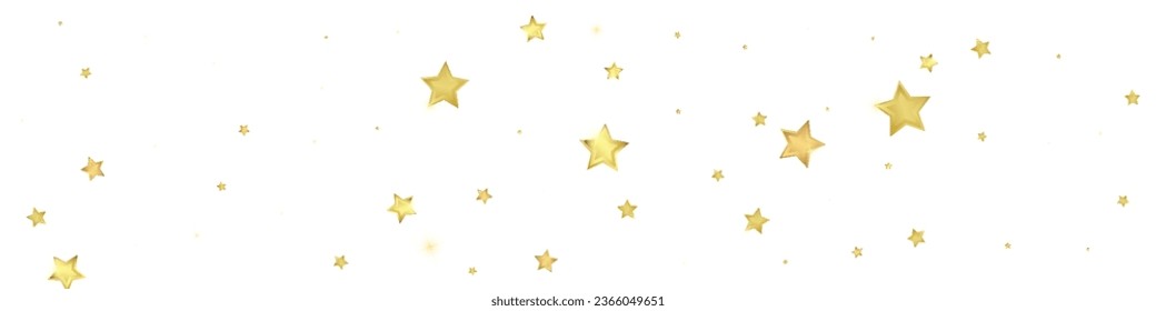 Magic stars vector overlay.  Gold stars scattered around randomly, falling down, floating.  Chaotic dreamy childish overlay template. Miraculous starry night vector  on white background.