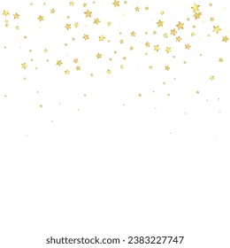 Magic stars vector overlay.  Gold stars scattered around randomly, falling down, floating.  Chaotic dreamy childish overlay template. Vector magic overlay  on white background.